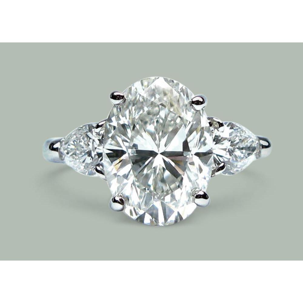 9 Ct Oval Real Diamonds Three Stone Pear Engagement Ring