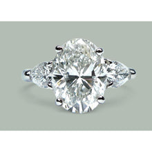 9 Ct Oval Real Diamonds Three Stone Pear Engagement Ring