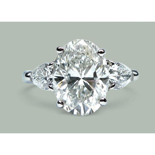 9 Ct Oval Real Diamonds Three Stone Pear Engagement Ring
