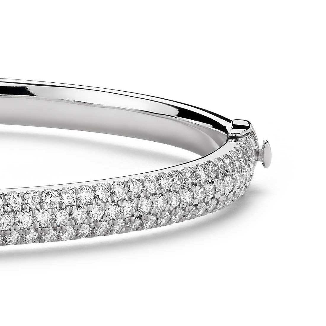 9 Ct Round Genuine Diamond Bangle 14K White