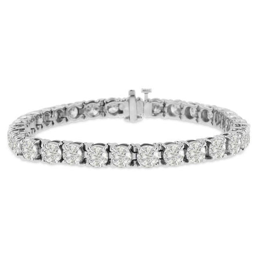 9.60 Carats Round Cut Natural Sparkling Diamonds Bracelet 14K White Gold