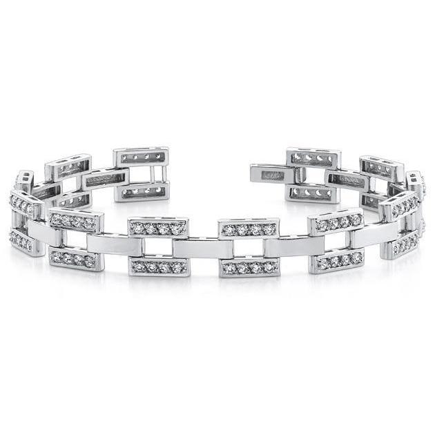 9.60 Ct Round Real Diamond Mens Bracelet Solid White Gold Fine Men Jewelry