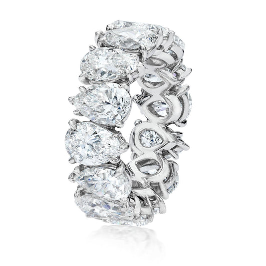 9.75 Carats Pear Cut Prong Set Natural Diamond Eternity Band White Gold 14K