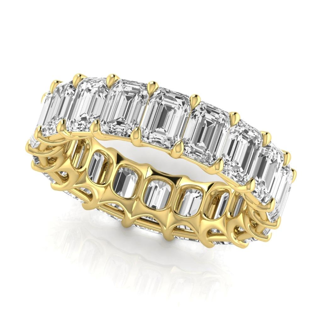 Brilliant Diamond Step Cut Eternity Band in 14K Yellow Gold – side view