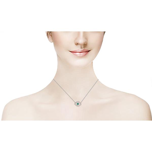 All Seeing Eye Pendant Green Emerald And Natural Earth Mined Diamond Necklace
