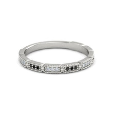 Anniversary Band 0.54 Carats Black Genuine Diamonds Vintage White Gold 14K