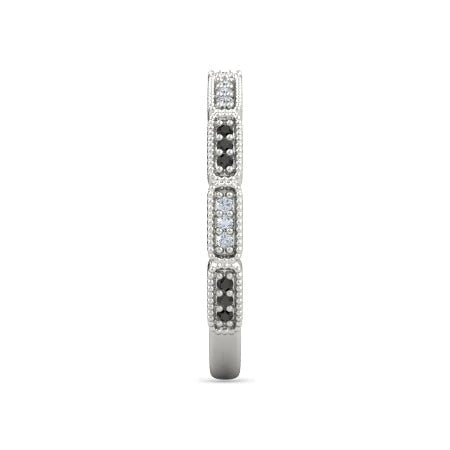 Anniversary Band 0.54 Carats Black Genuine Diamonds Vintage White Gold 14K