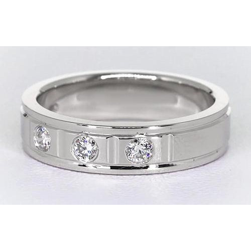 Anniversary Band 0.75 Carats Round Real Diamond White Gold 14K