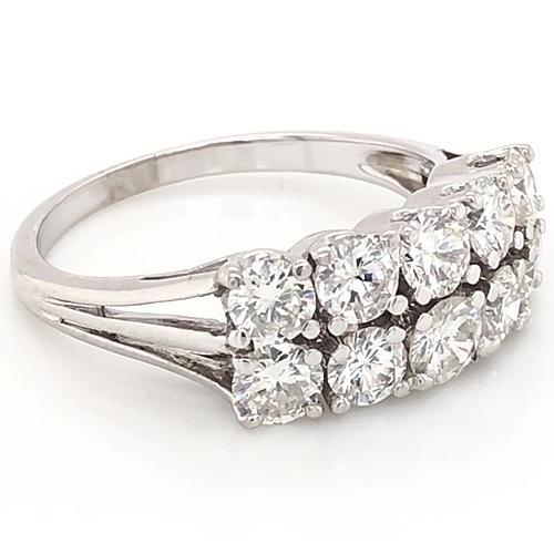 Anniversary Band 4 Carats Double Row Shank Setting White Gold 14K