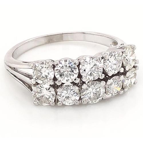Anniversary Band 4 Carats Double Row Shank Setting White Gold 14K