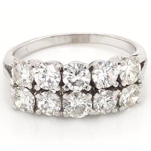 Anniversary Band 4 Carats Double Row Shank Setting White Gold 14K
