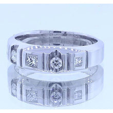 Anniversary Band Princess & Round Real Diamonds White Gold 14K 1 Carat