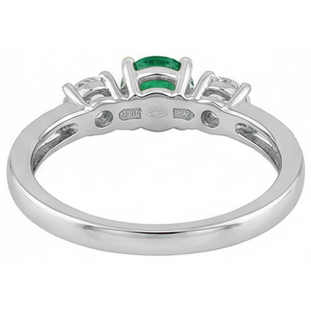 Real Fine Emerald Precious Stone Ring 1 ct Two-Tone 14K Gold – back view