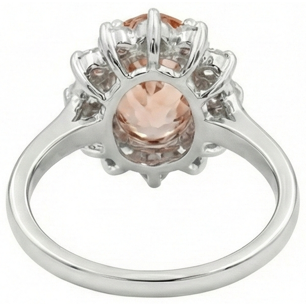 Anniversary Ring 11 Ct Morganite And Natural Earth Mined Diamonds White Gold 14K