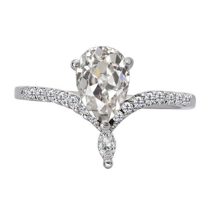 Anniversary Ring Enhancer Pear Old Mine Cut Natural Diamond 4.50 Carats