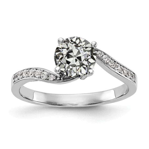 Anniversary Ring Old Mine Cut Real Diamond Twisted Shank Jewelry 2.75 Carats