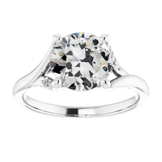 natural round diamond 3.50ct ring front view