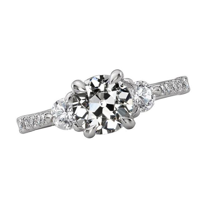 Anniversary Ring Round Old Mine Cut Genuine Diamond 5 Carats Prong Set