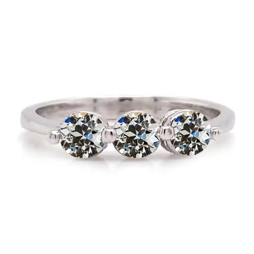 Anniversary Ring Round Old Miner Real Diamond 3 Stone Jewelry 3 Carats
