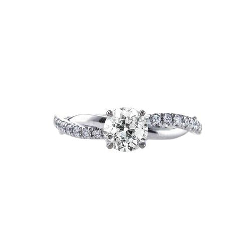 natural round diamond 2ct ring front view