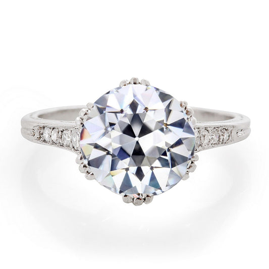 natural round diamond 4.50ct ring front view