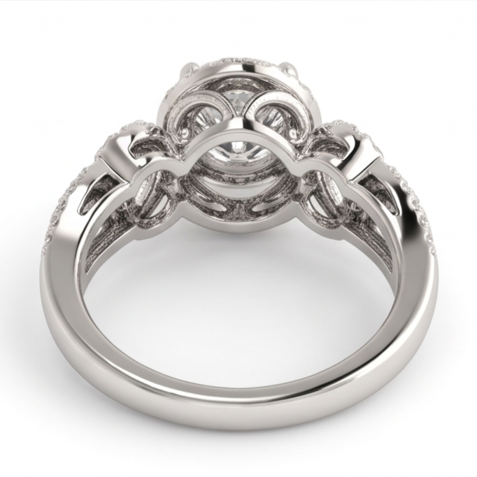 Anniversary Round Real Natural Earth Mined DIAMOND ( NOT LAB GROWN ) Engagement Ring Antique Style 2 Ct. WG 14K