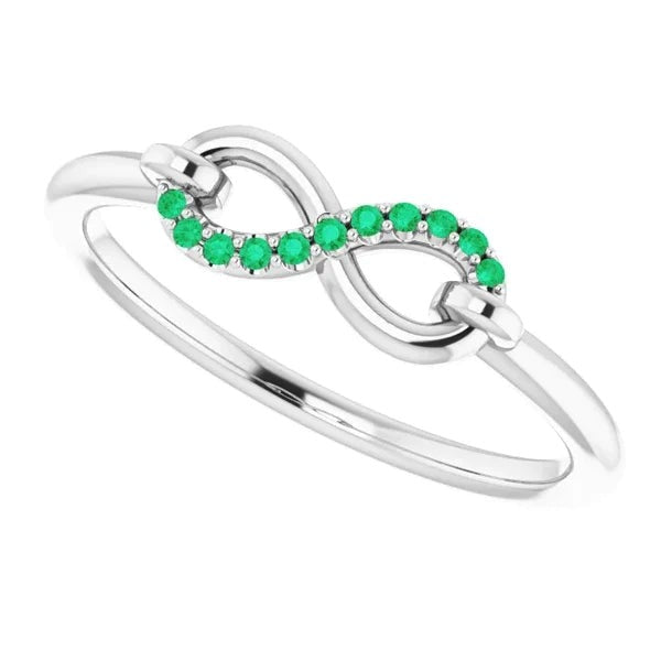 Anniversary Wedding Band Green Emerald 0.25 Carats Infinity Jewelry New