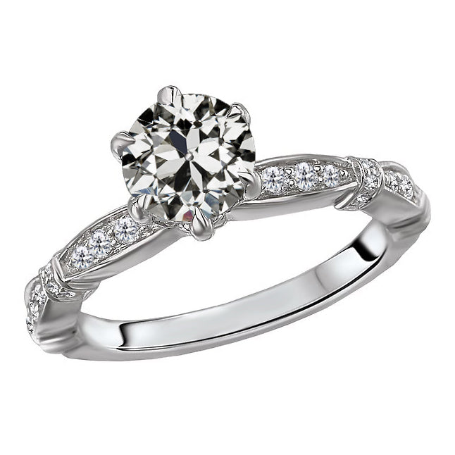 Antique Cushion Diamond ring in 14K White Gold – main view