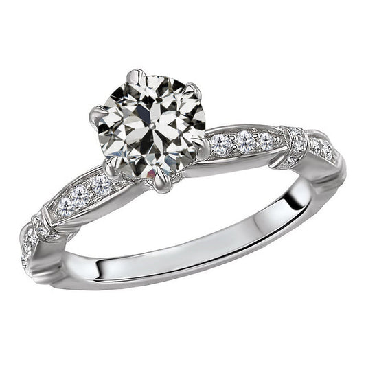 Antique Cushion Diamond ring in 14K White Gold – main view