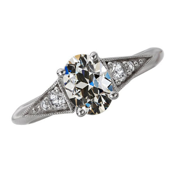 Antique Cushion Diamond ring in 14K White Gold – main view
