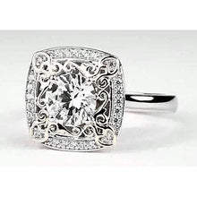 Antique Look Round Anniversary Ring 2 Carats Real Diamond White Gold 14K