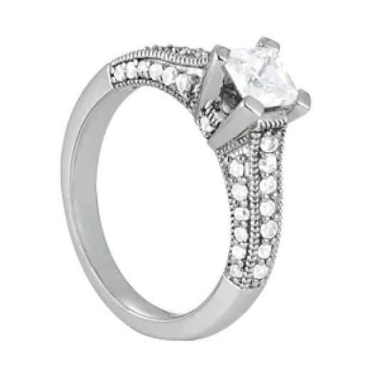 Antique Style 1.25 Cts. Real Diamond Engagement Ring Solid Gold 14K