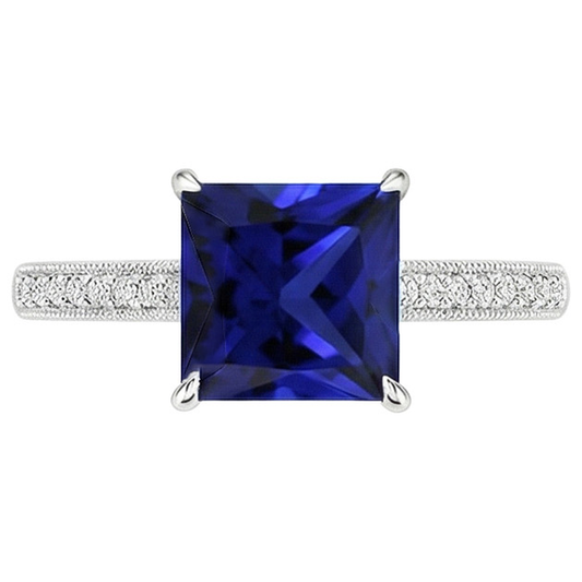 natural round sapphire 4.50ct ring close up detail