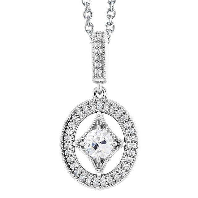 Antique Style Halo Genuine Diamond Pendant Old Miner Gold Slide 2.50 Carats