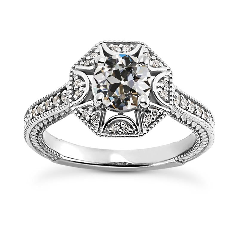 Antique Style Halo Old Miner Genuine Diamond Ring Gold Filigree 4.25 Carats