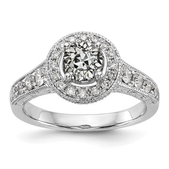 Antique Style Halo Ring Old Cut Natural Diamond 3.25 Carats Milgrain Shank