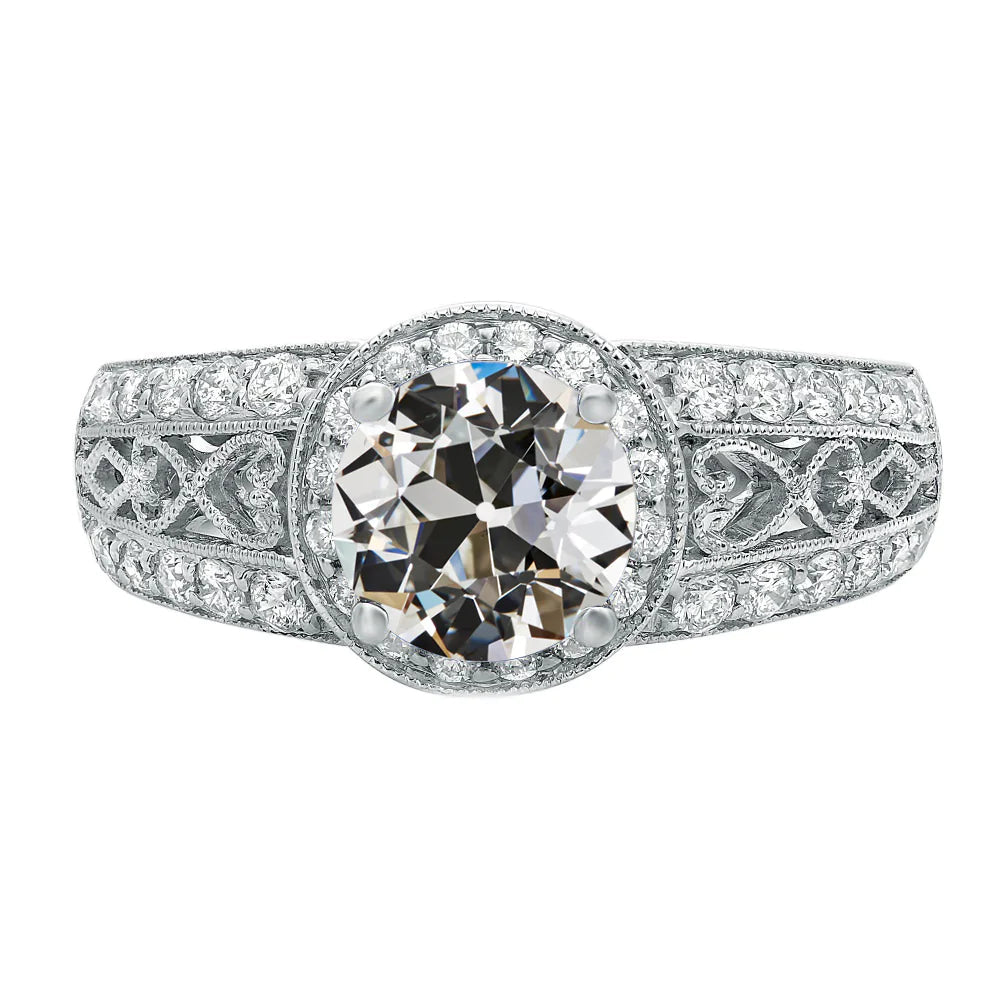 Antique Style Milligrain Old Miner Genuine Diamond Ring Thick Shank 5 Carats
