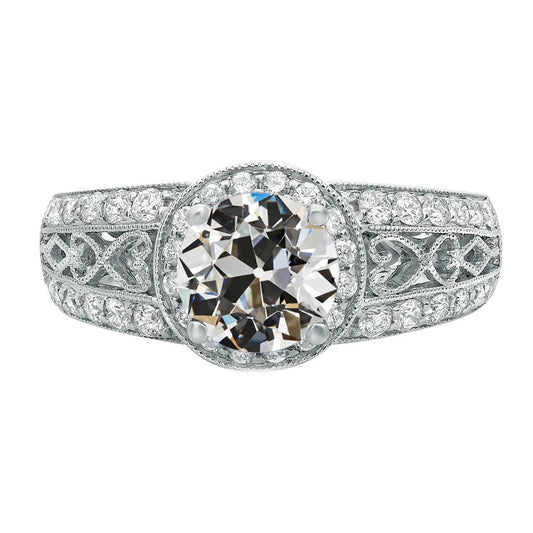 Antique Style Milligrain Old Miner Genuine Diamond Ring Thick Shank 5 Carats