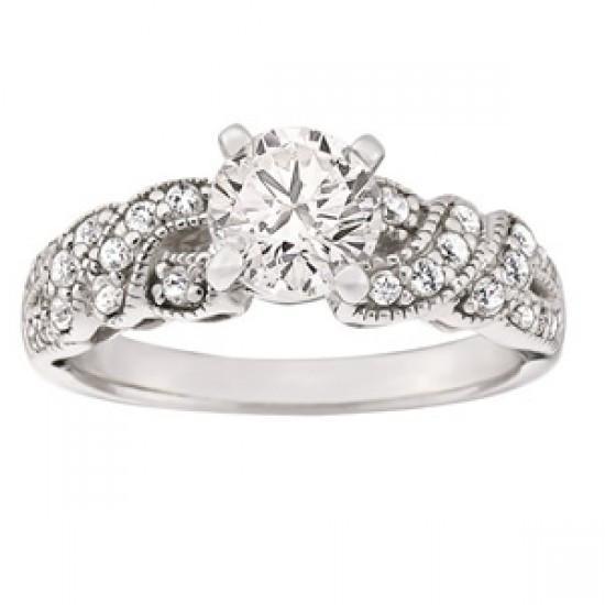 Antique Style Natural Diamond Engagement Fancy Ring 1.40 Carats White Gold 14K