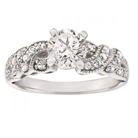 Antique Style Natural Diamond Engagement Fancy Ring 1.40 Carats White Gold 14K