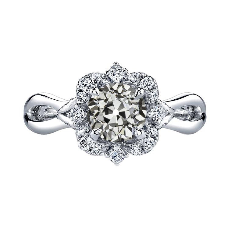 Antique Style Old Cut Round Real Natural Earth Mined Diamond Halo Ring Split Shank 4 Carats