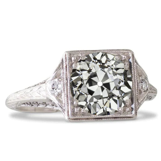 natural round diamond 3.25ct ring front view