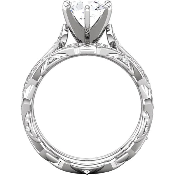 Antique Style Real Diamond Anniversary Ring 1.76 Carats White Gold 14K