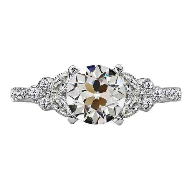 Antique Style Round & Marquise Old Cut Natural Diamond 6 Carats 14K Gold