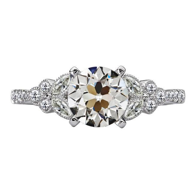 Antique Style Round & Marquise Old Cut Natural Diamond 6 Carats 14K Gold