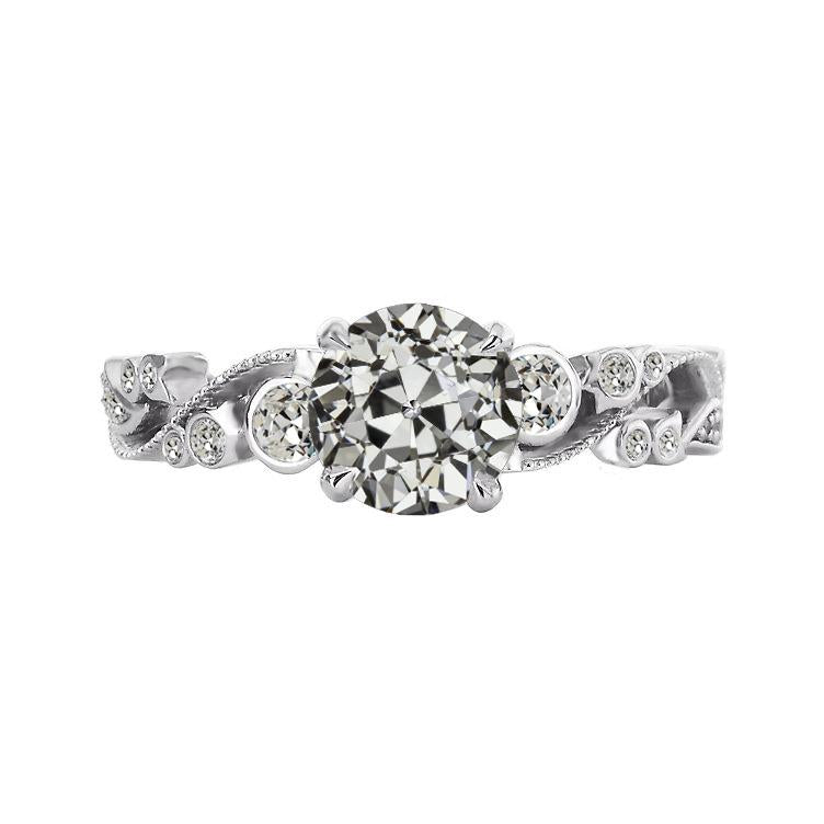 Antique Style Round Old Cut Natural Earth Mined Diamond Anniversary Ring 4 Carats