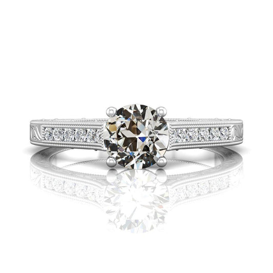 Antique Style Round Old Cut Real Diamond Engagement Ring 2.50 Carats