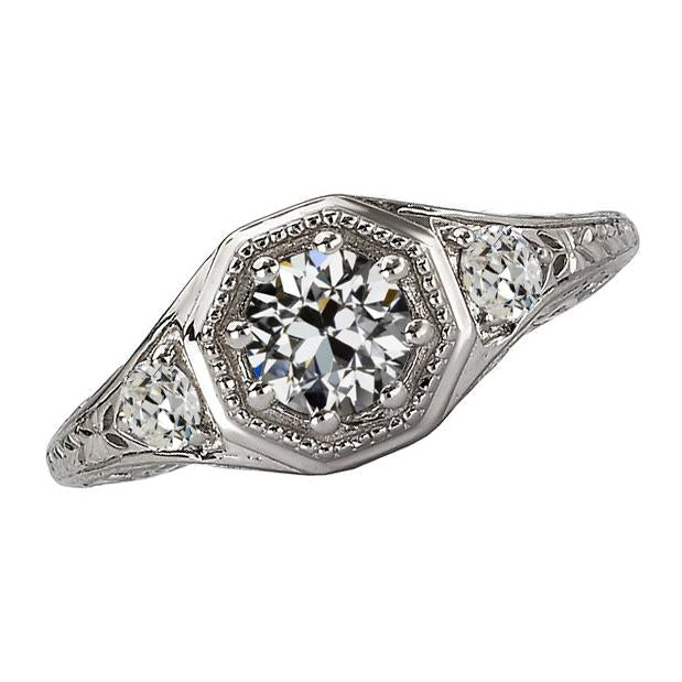 Antique Style Round Old Mine Cut Natural Earth Mined Diamond Ring 8 Prong Set 3 Carats