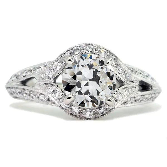 natural round diamond 6ct ring front view