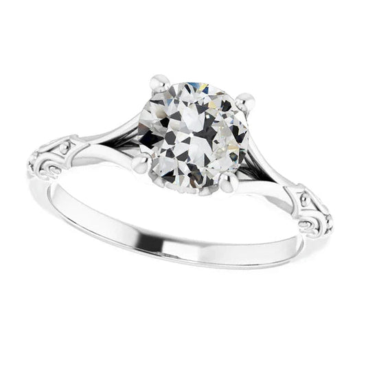 natural round diamond 2ct ring front view